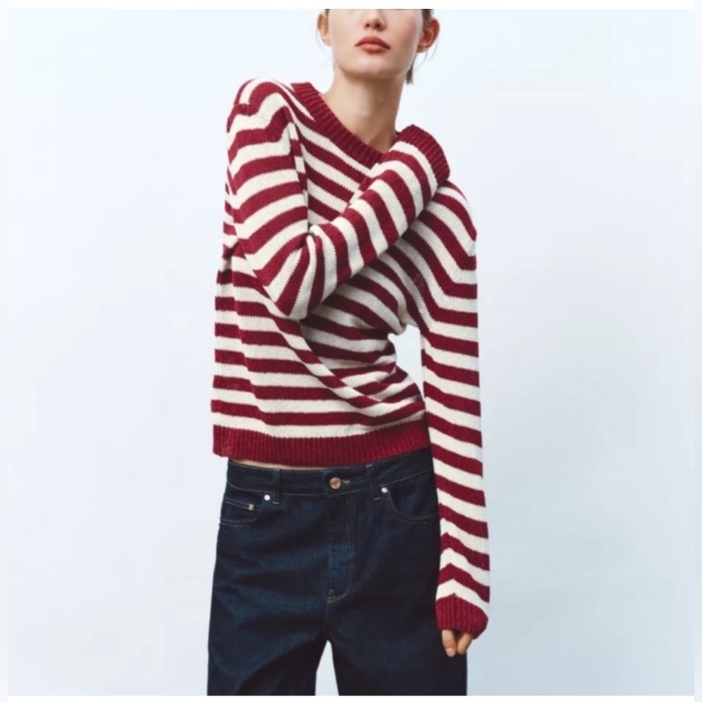 NWT Zara Striped Rustic Knit Sweater - Picture 3 of 5